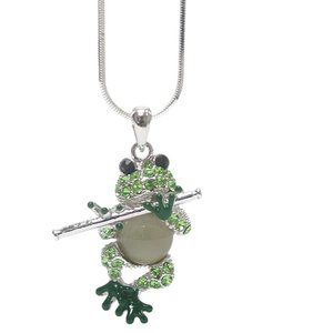 18k White Gold Crystal Flute Froggy